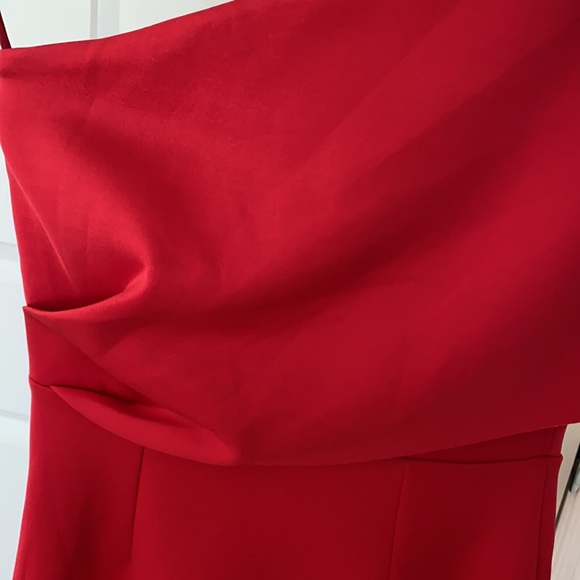 Red Scuba One Shoulder Dress - Picture 3 of 9
